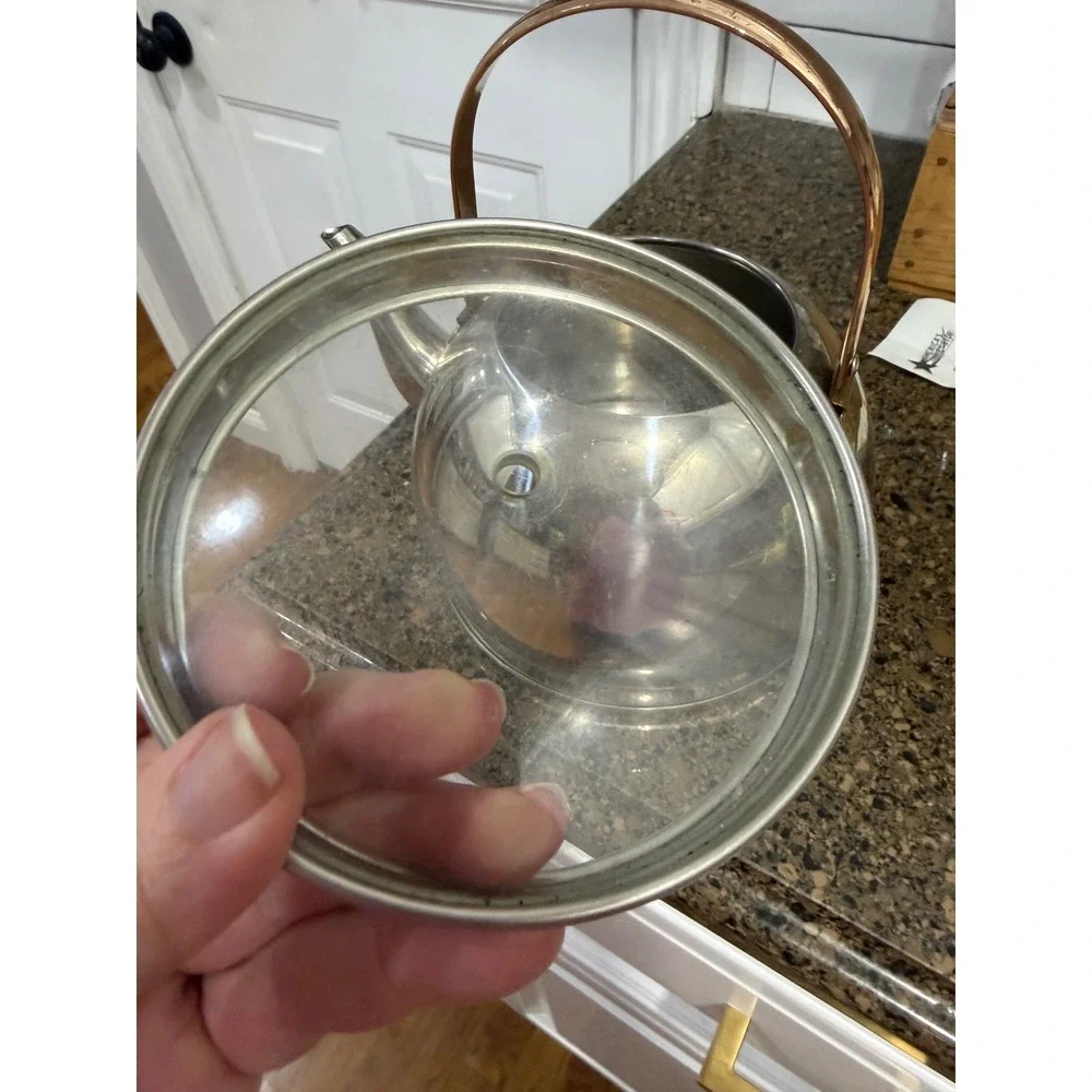 Well Equipped Kitchen Stainless Steel Tea Kettle Copper Handle Glass Lid